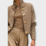 Women’s Textured Knit Jacket with Buttons - Chic and Comfortable