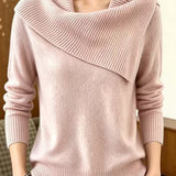 Relaxed women’s pullover with a lapel collar – Comfortable and versatile