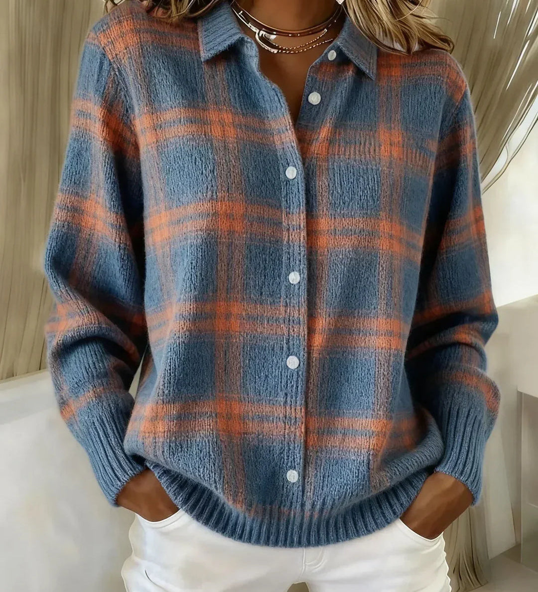 Fiammetta | Checked Knit Cardigan