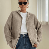 Knitted zip-up sweater for women