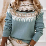 Elegant round-neck sweater for women – Comfortable knitted sweater
