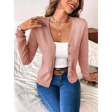 Elegant Fitted Women's V-Neck Cardigan - Buttoned Knitwear