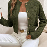 Women's Buttoned Openwork Cardigan - Elegant and Lightweight