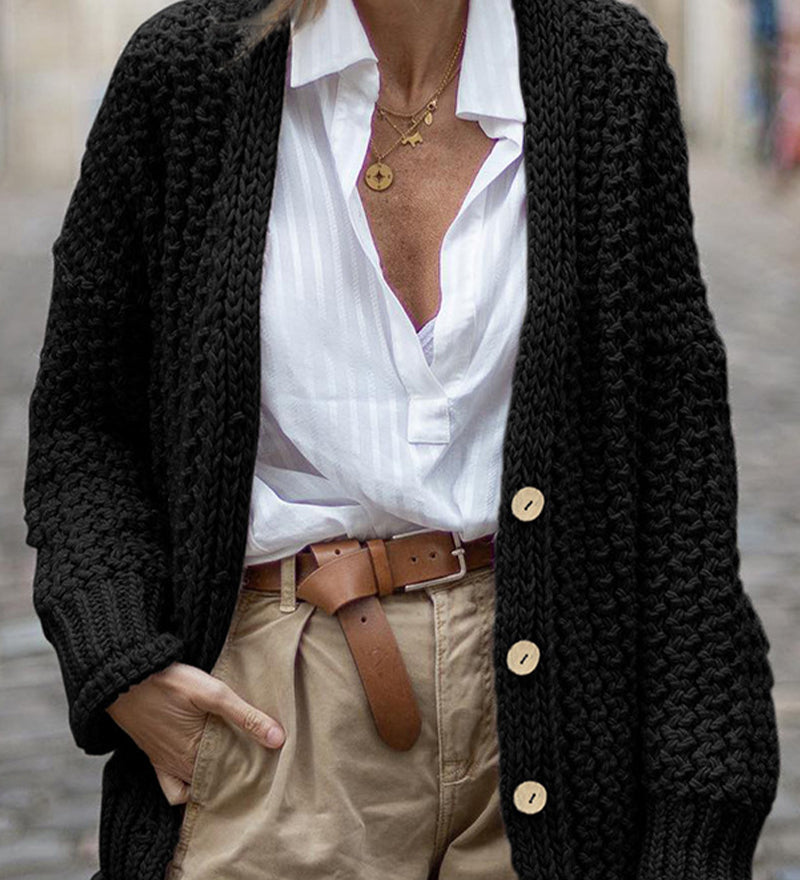 Elegant Thick Oversized Ribbed Cardigan for Women