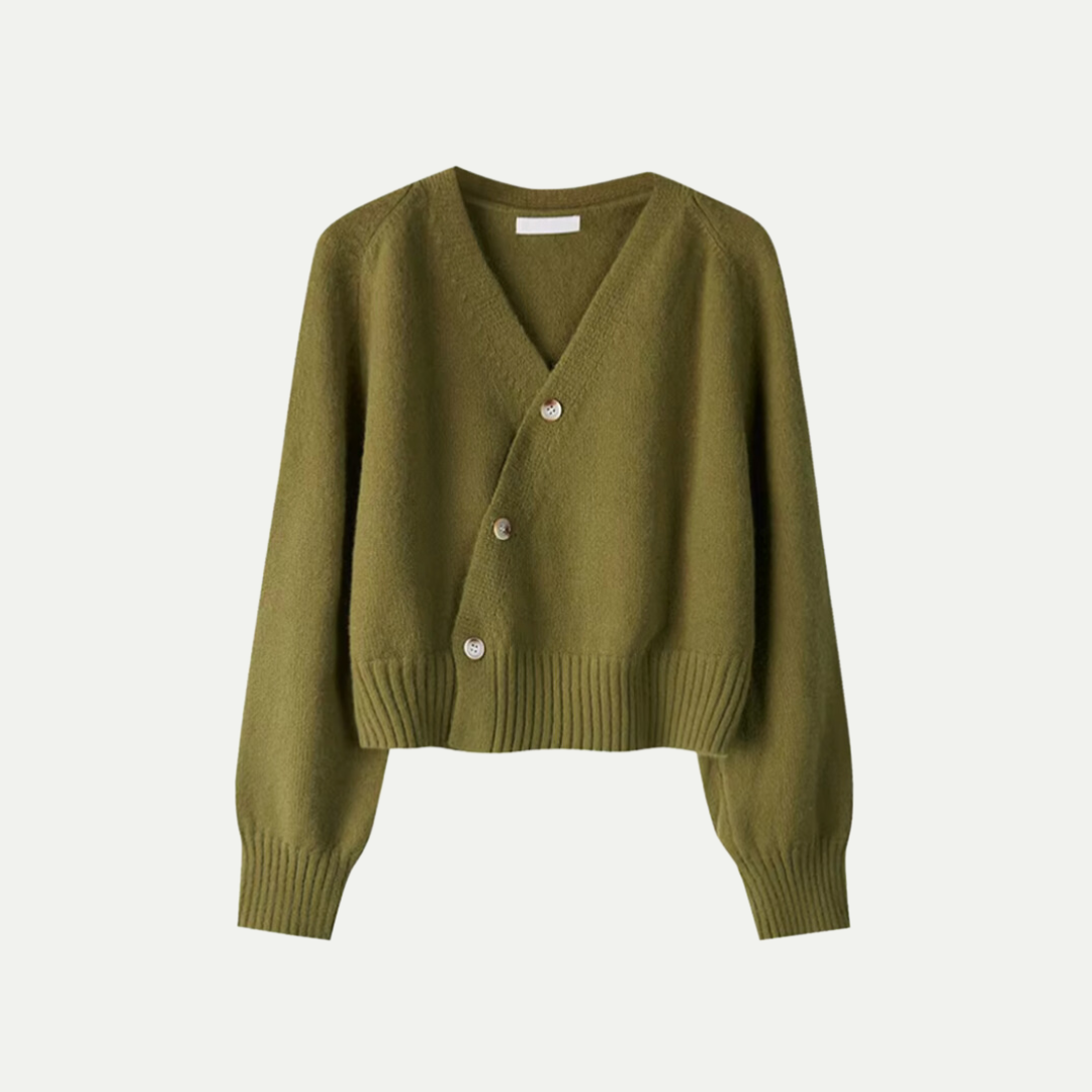 Women’s Premium Wool Cardigan with V-Neck - Short and Comfortable Knit