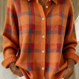 Soft Checked Women's Cardigan – Elegant and Comfortable Knitted Plaid