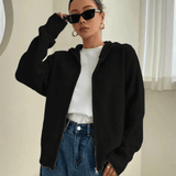 Knitted zip-up sweater for women