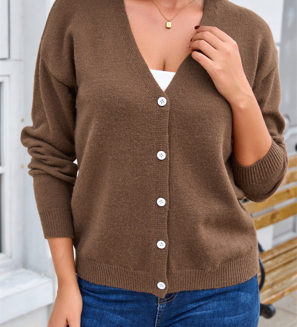 Women's Knitted Cardigan Jacket with Buttons - Soft and Versatile