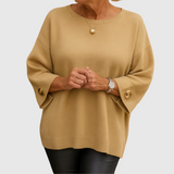 Women's Mid-Length Sleeve Sweater with Round Neck – Soft and Elegant Knitted Sweater