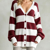 Women's striped knit coatigan - Soft and comfortable