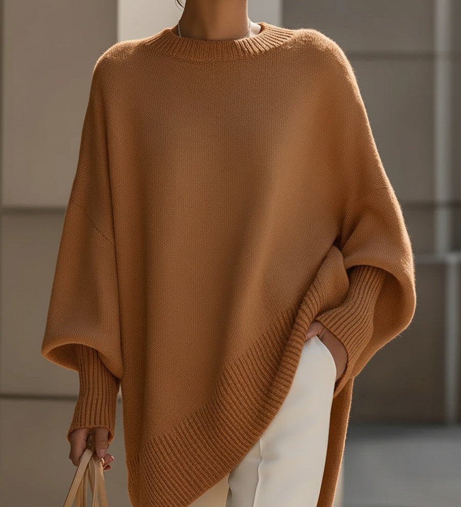 Elegant and Stylish Knitted Pullover Poncho for Women – Long Oversized and Soft Pullover