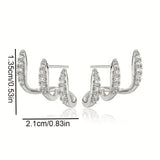 Elegant Earrings with Three Claw-set Rhinestones