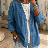 Women's Casual Denim Cardigan with Buttons – An elegant and relaxed style, perfect for everyday wear