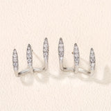 Elegant Earrings with Three Claw-set Rhinestones