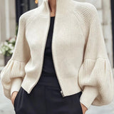 Women's fuzzy lantern-sleeve sweater - Soft and textured
