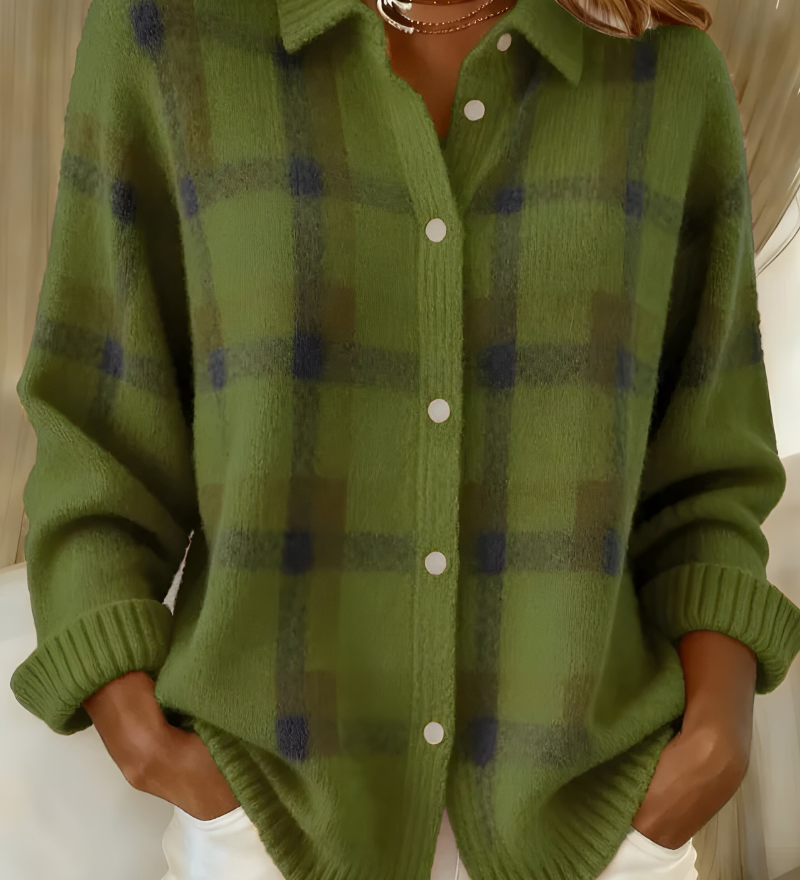 Women's Soft Check Cardigan - Elegant and Comfortable Knit