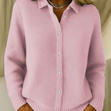 Women's Soft Knit Cardigan with Buttons – Classic Long Sleeves