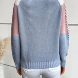 Women's cable-knit colour-block sweater - Soft and colourful