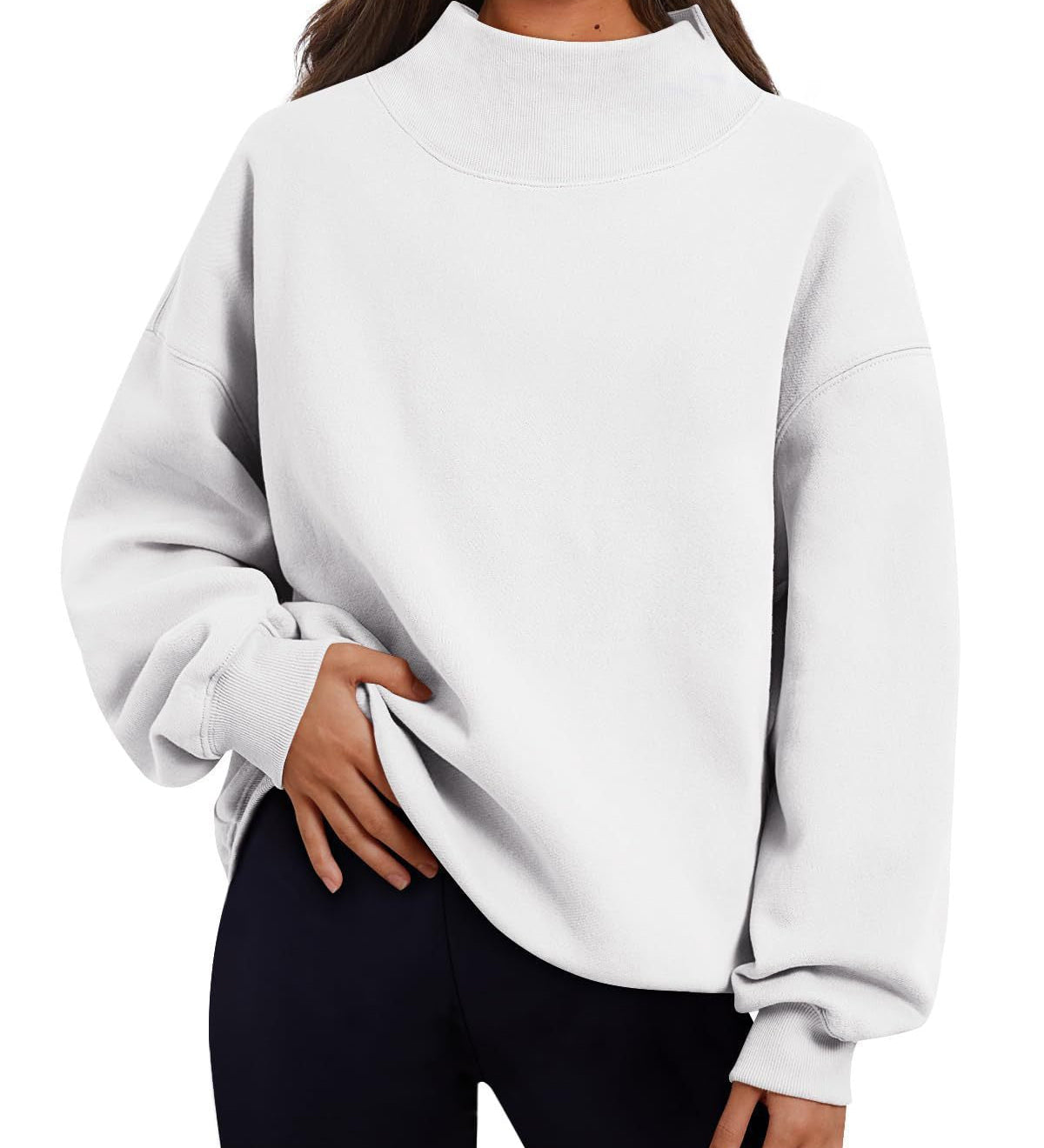 Women's loose-fit high-neck sweatshirt – Casual, comfortable style to pull on over other layers