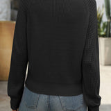 Elegant and Comfortable V-neck Sweater for Women – Knitted with Openwork Sleeves