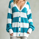 Women's striped knitted cardigan coat - Soft and comfortable