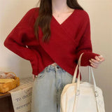 Women's wrap V-neck sweater with open shoulders - Soft and modern