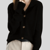 Women's Wool Blend Cardigan – Soft Knit with V-Neck and Front Buttons
