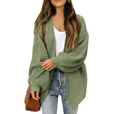 Women's chunky knit coatigan – Comfortable oversized style with lantern sleeves
