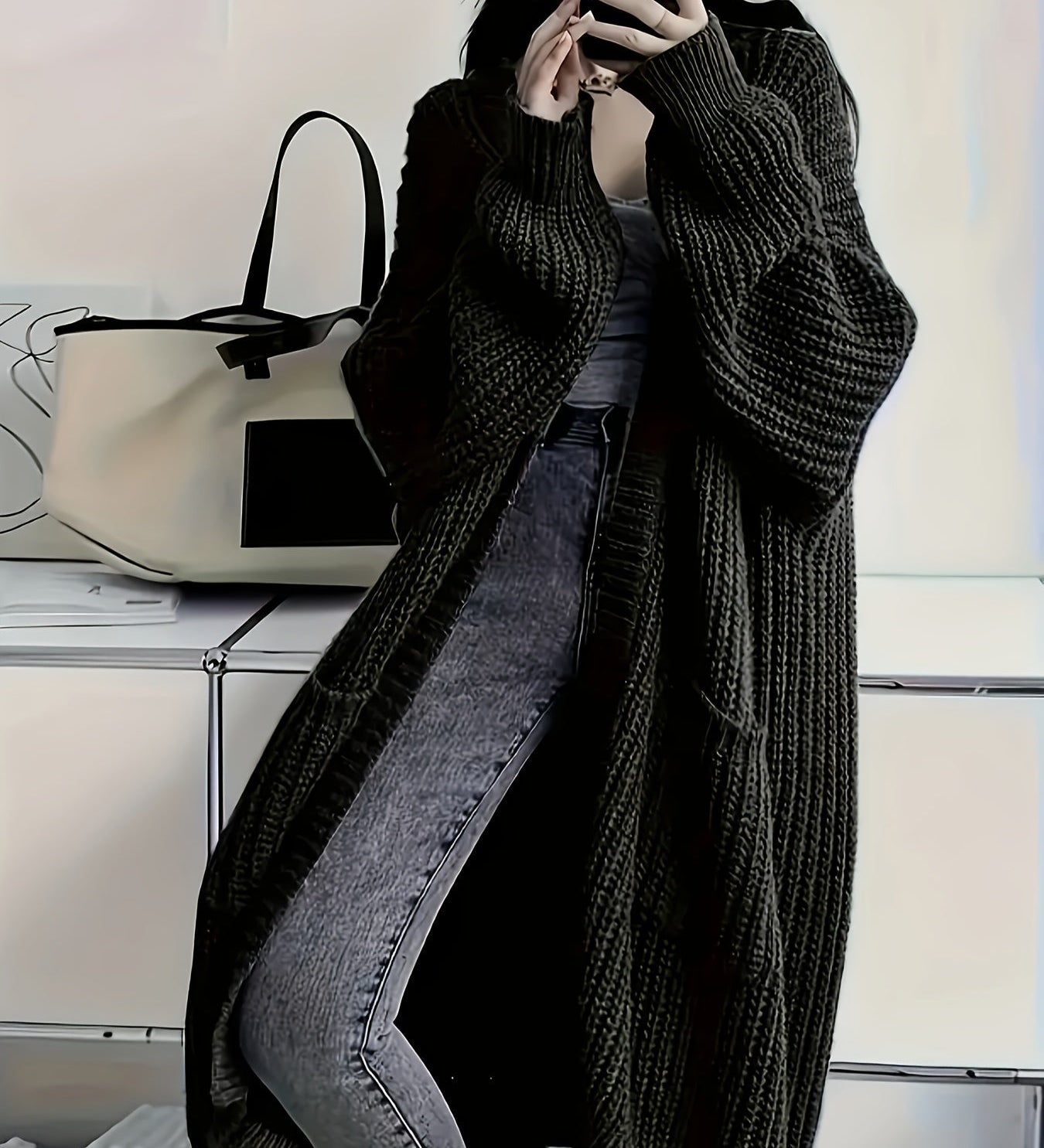 Oversized Open Women's Cardigan – Long Cozy Knit