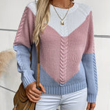 Women's cable-knit colour-block sweater - Soft and colourful