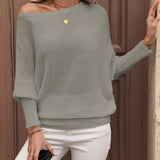 Off-shoulder sweater with puff sleeves for women – Elegant and comfortable knitwear