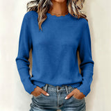 Women's solid-colour long-sleeve sweater - Soft and comfortable