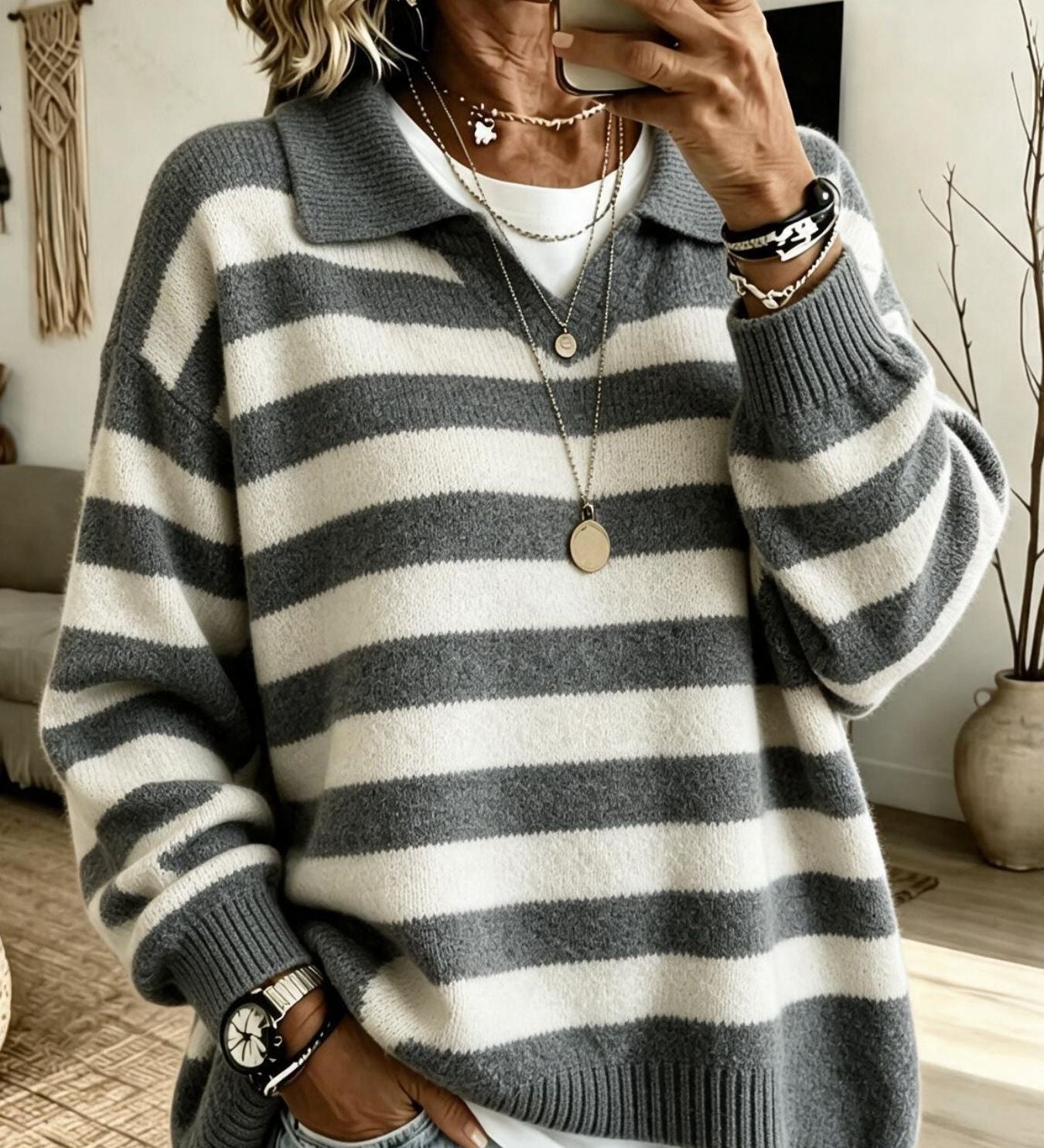 Women's colour-block sailor sweater - Soft and structured