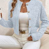 Women's Buttoned Openwork Cardigan - Elegant and Lightweight