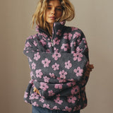 Fleece sweatshirt for women – Casual zip-up sweater with pocket