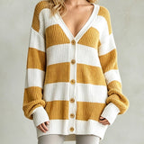 Women's striped knitted cardigan coat - Soft and comfortable