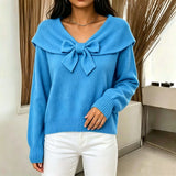 Women's knitted bow sweater - Soft and feminine