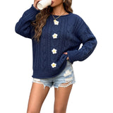 Women's Hand-Knitted Crochet Patchwork Sweater – Loose and Comfortable Fit, Bohemian Style