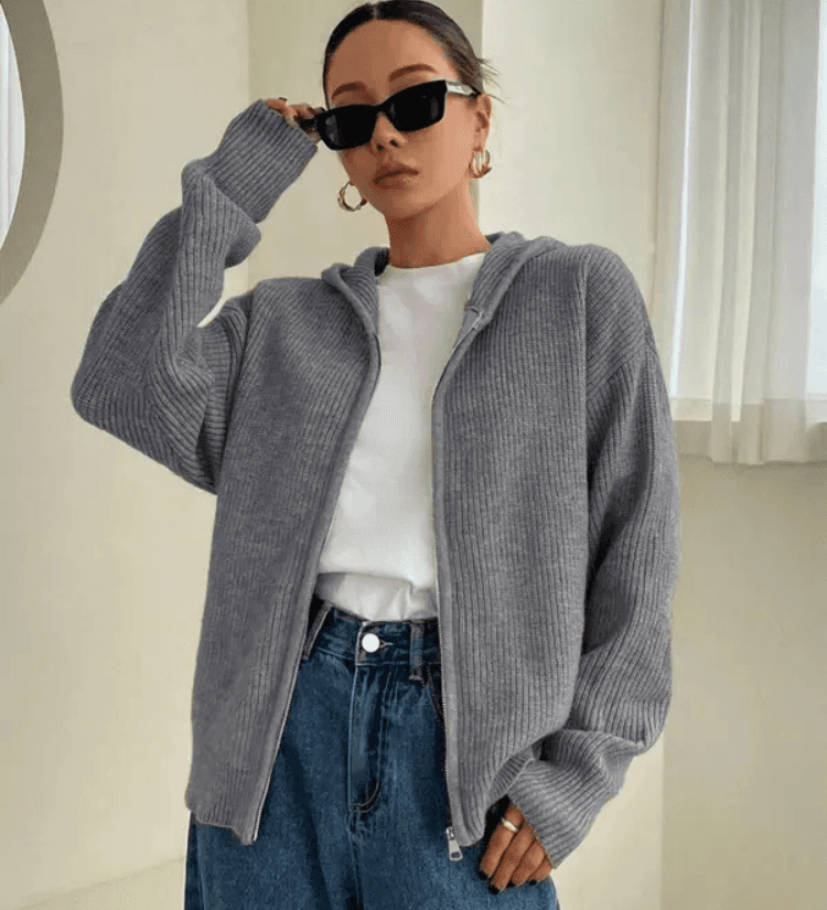 Women's Knit Zip-Up Hoodie