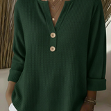 Lucia | Textured Henley T-Shirt with Buttons