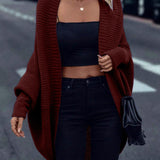 Women's loose batwing-sleeve cardigan - Soft and fluid
