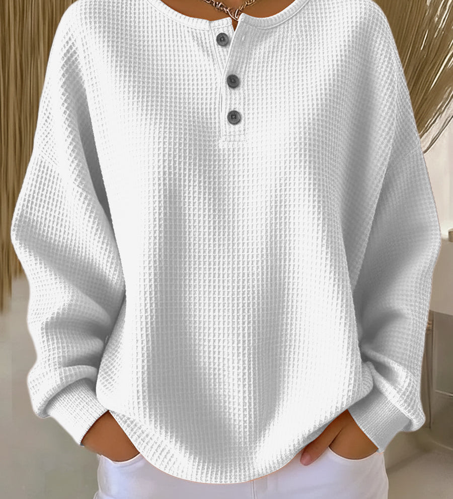 Miranda | Henley Textured Sweatshirt