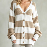 Women's striped knit coatigan - Soft and comfortable