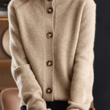 Women's Wool Blend Cardigan – Soft Knit with V-Neck and Front Buttons