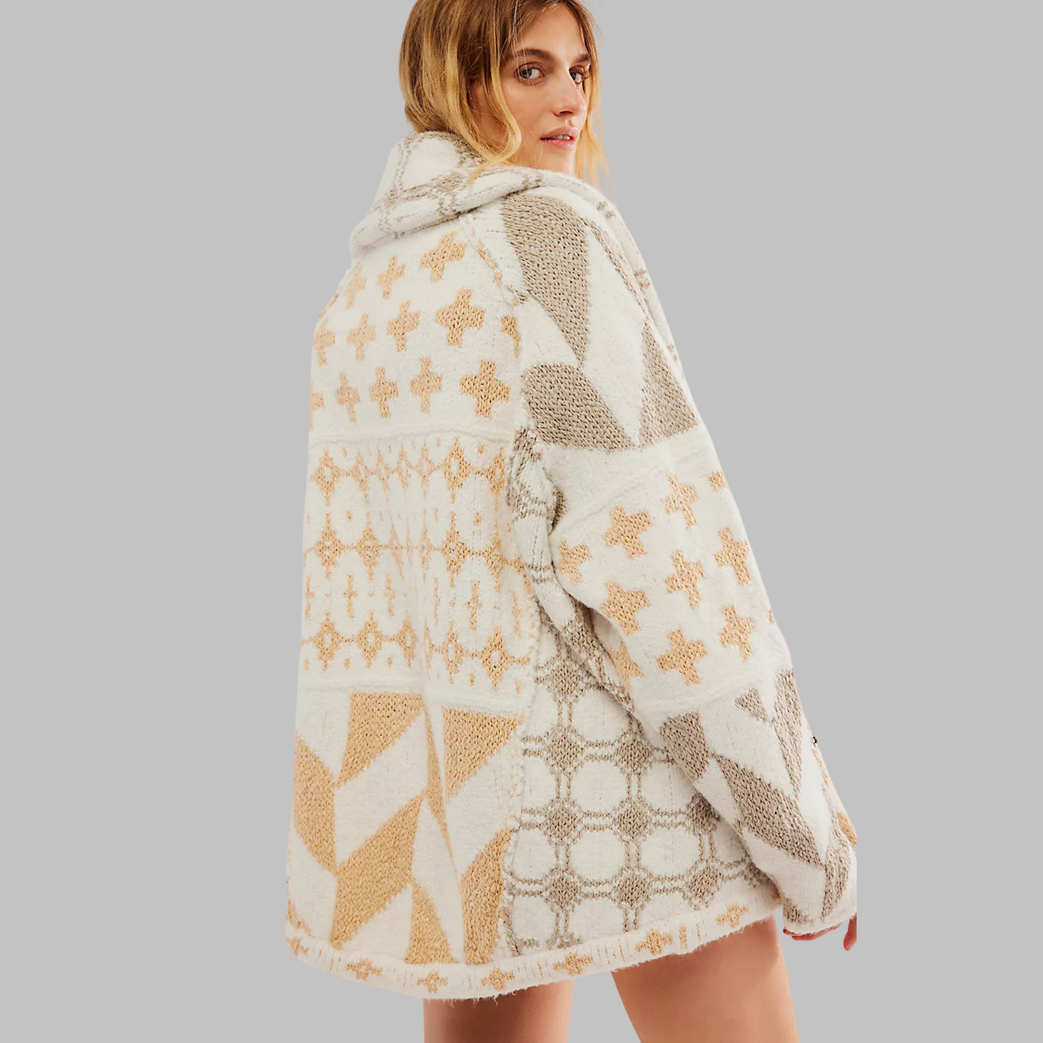Long Geometric Women's Cardigan - Bold and Colourful