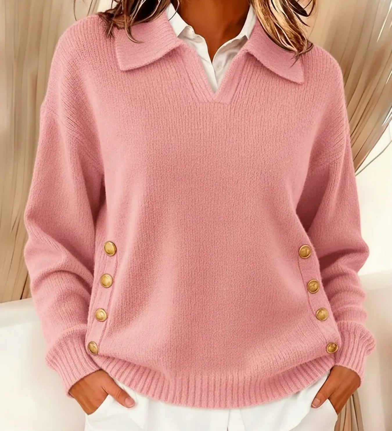Erminia | Polo Neck Jumper with Buttons