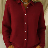 Women's Soft Knit Cardigan with Buttons – Classic Long Sleeves