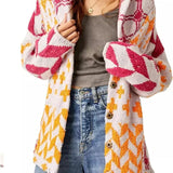 Long Geometric Women's Cardigan - Bold and Colourful