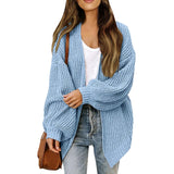 Women's chunky knit coatigan – Comfortable oversized style with lantern sleeves