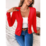 Elegant fitted V-neck vest for women – Buttoned knits